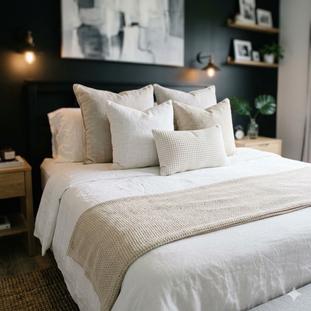 cozyessential07's tweet photo. Black accent walls add bold contrast and depth, creating a modern and stylish bedroom look.

 #BlackAccentWall #BedroomDesign #ModernInteriors #BoldDecor #InteriorIdeas #HomeAesthetic #DesignTrends #StylishBedroom #ContrastDesign #DecorInspo https://t.co/WEL3xn4mcC