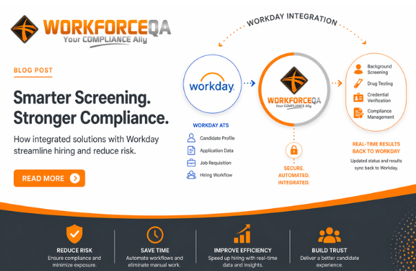 WorkforceQA's tweet image. WorkforceQA + Workday = a smarter, faster hiring and screening experience.

Read more: hubs.ly/Q04d2BSj0
#Workday #HRTech #Hiring #Onboarding #BackgroundScreening #OccupationalHealth #Compliance #WorkforceQA #drugtesting #emloyeescreening