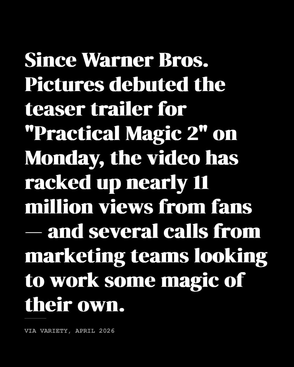 the_pop_wire's tweet image. Practical Magic 2 Hit 11M Views in Days and Hollywood Is Paying Attention ? Warner Bros. #PracticalMagic2 #WarnerBros