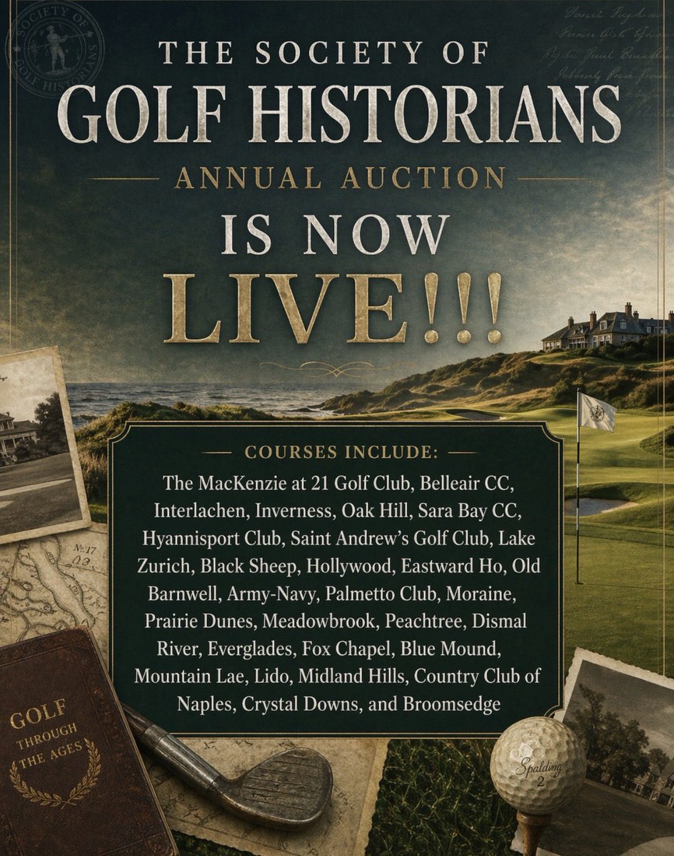 SHistorians's tweet photo. There are three days left in our 3rd annual Society of Golf Historians Auction. 

29 golf experiences on some of the best golf courses in the USA. 

Once this online auction concludes I will host a Twitter auction for 3-5 golf courses once this auction concludes to pay homage to the olden days;)

Check it out: 

https://t.co/X2GPyzuYpF