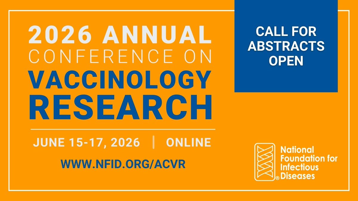 NFIDVaccines's tweet photo. Don't miss out! #NFID invites vaccinology professionals to submit an abstract for oral presentation at the 2026 Annual Conference on Vaccinology Research on June 15-17, 2026 ✅
Submissions are reviewed on a rolling basis between now and 5/22: https://t.co/CNU0m5TikU https://t.co/emHlV6lG8W