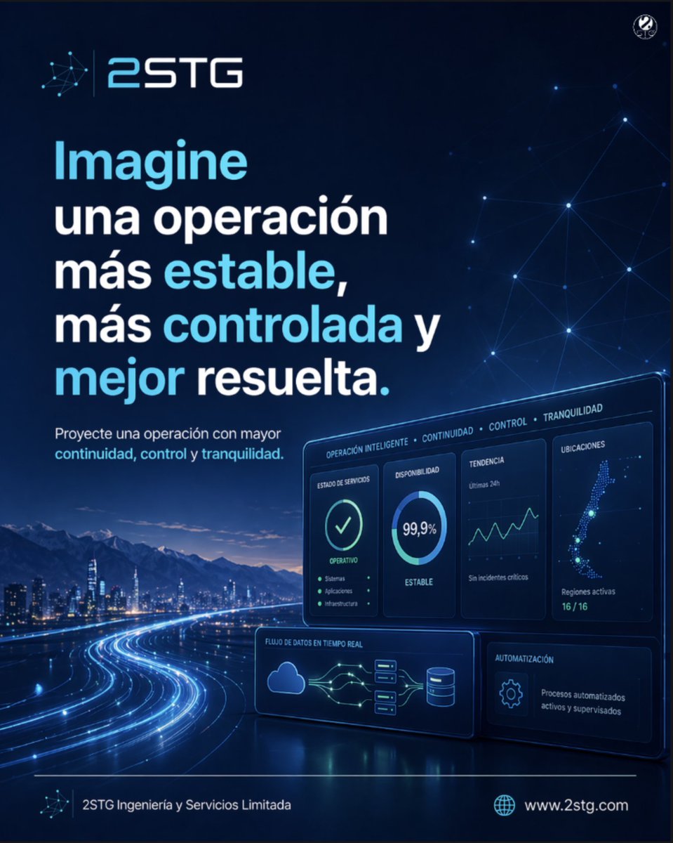 2stgLtda's tweet photo. En 2STG ayudamos a las empresas a recuperar control, continuidad y tranquilidad en su operación, con soluciones pensadas para responder a desafíos reales del negocio.

#2STG #ContinuidadOperacional #Automatizacion #IntegracionDeSistemas #EficienciaOperativa #GestionTecnologica #SolucionesTecnologicas