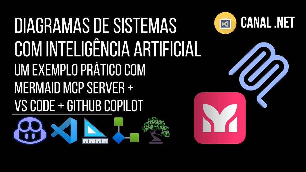 RenatoGroff's tweet image. Novo vídeo no Canal .NET -&amp;gt; Desenhando diagramas de sistemas com IA: um exemplo com Mermaid MCP Server, VS Code e GitHub Copilot -- Link: youtube.com/watch?v=MaFmV8…

C/ @AngeloBelchior @tbertuzzi 

#mcp #mermaid #visualstudiocode #githubcopilot #ai #agents #solutionsarchitect