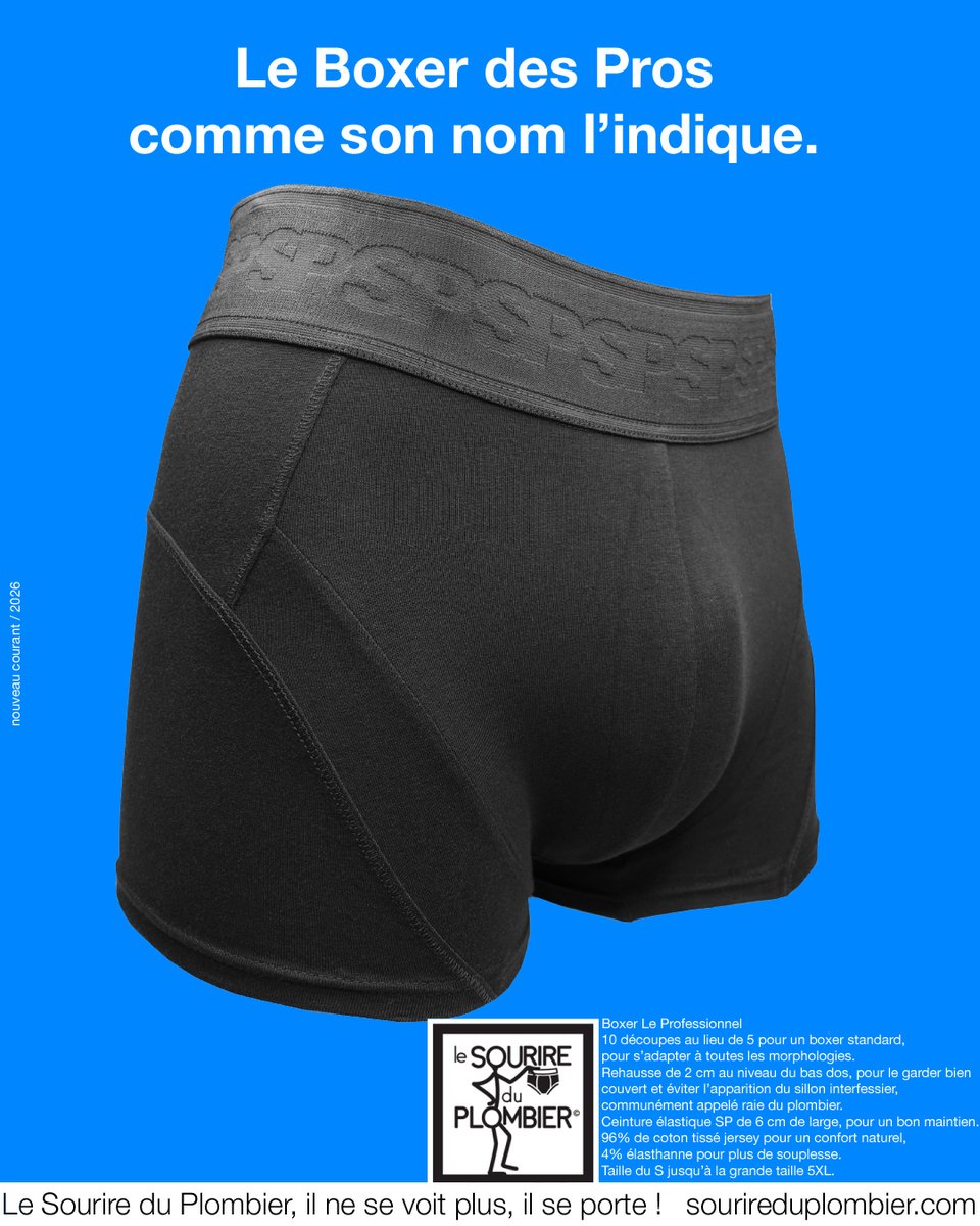 Sourireplombier's tweet photo. Le Boxer des Pros comme son nom l'indique. Le Professionnel, boxer en coton au super maintien disponible du S à la grande taille 5XL. https://t.co/2IfZVRg9o8 https://t.co/nQElzr90K4