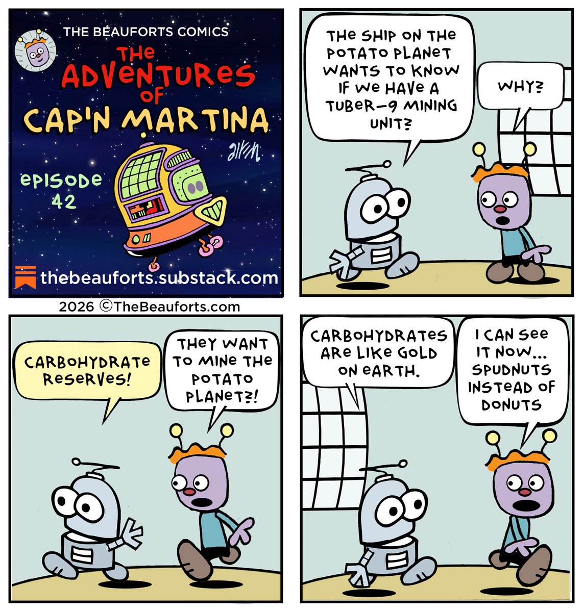 thebeauforts's tweet image. Mining for carbohydrate reserves on the Potato Planet.

#comics #adventure #space #planet