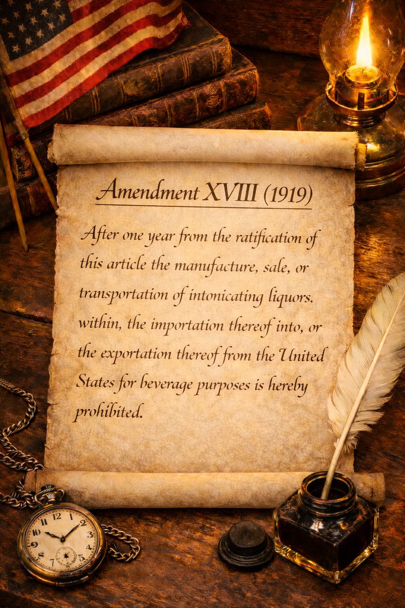 USC1787's tweet image. 📜 Amendment XVIII (1919)

#USConstitution #Prohibition #EdTwitter
