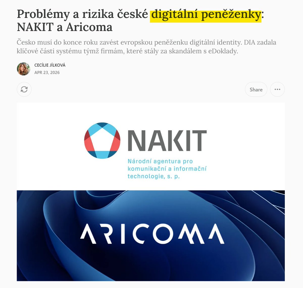 🚨PRŮVODCE ČESKÝM VÝVOJEM DIGITÁLNÍ IDENTITY
Česko musí do konce roku zavést evropskou peněženku digitální identity (#EUDIW). DIA zadala klíčové části systému týmž firmám, které stály za skandálem s #eDoklady. Jaká z toho plynou rizika?
👉Uložte si toto vlákno.🔖

▶️EUDIW bude