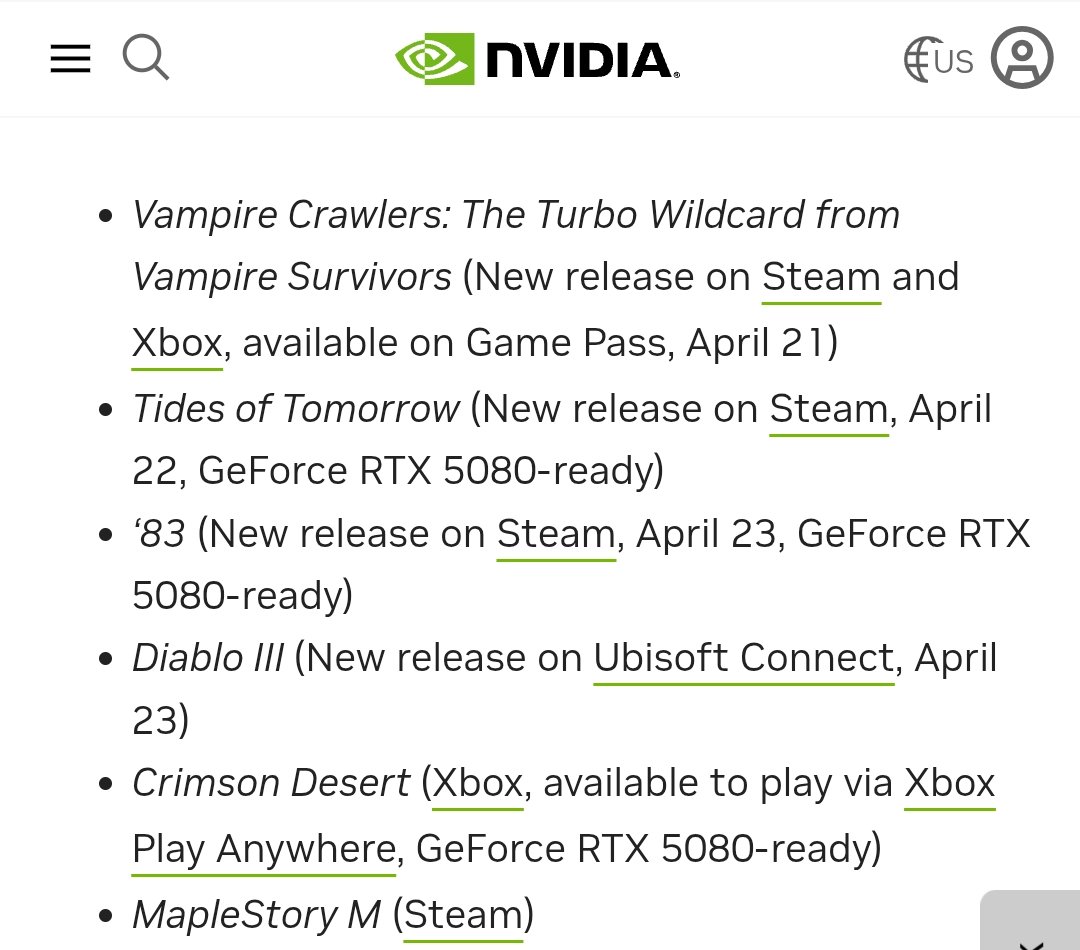 GamerMonkey_'s tweet image. List of games Available this week on #geforce now