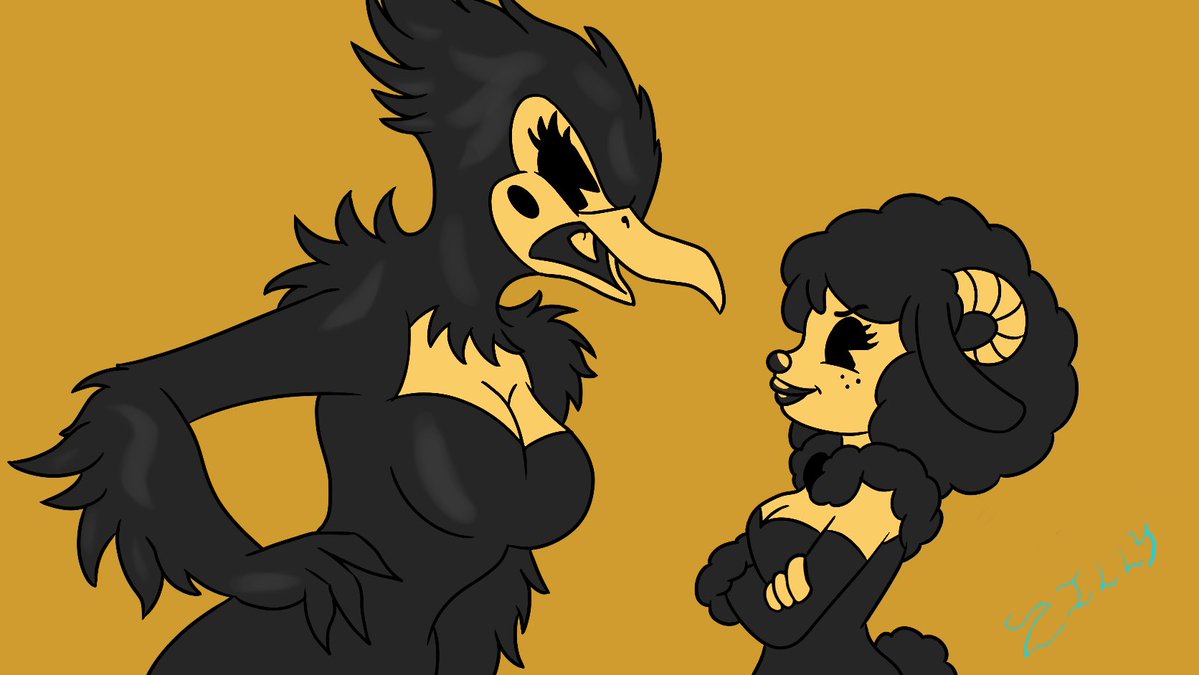 zuovim's tweet image. Fun fact- Carolina Crow is Rita’s ex. And is one of the only ones not afraid of her. Which annoys Carolina to no end. #Bendy #RitaTheRam #BATIM #BATDR #OC #doomedyuri lol