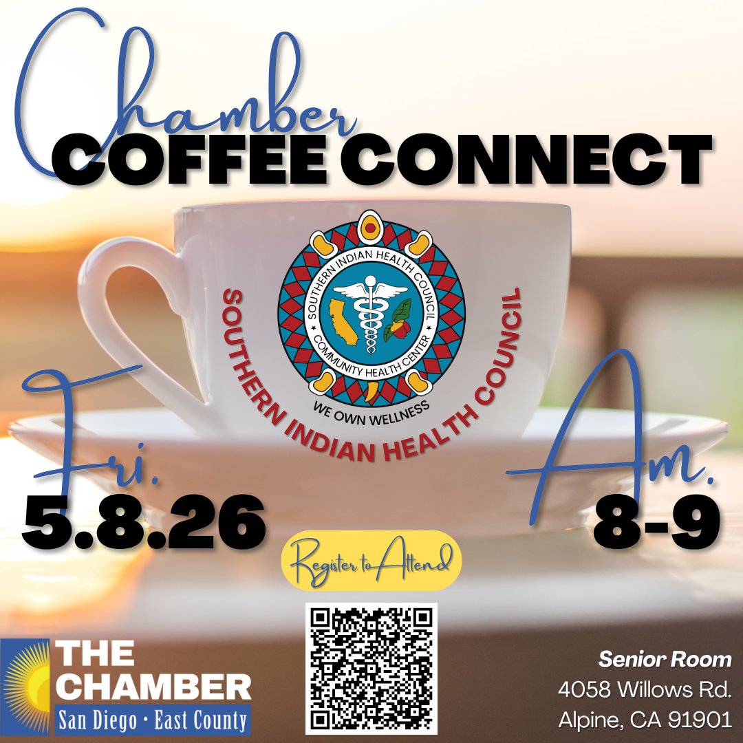 sdeccc's tweet image. We're heading to #Alpine for our May #ChamberCoffeeConnect - join us at #SouthernIndianHealthCouncil on Fri. May 8th - business.eastcountychamber.org/events/details…