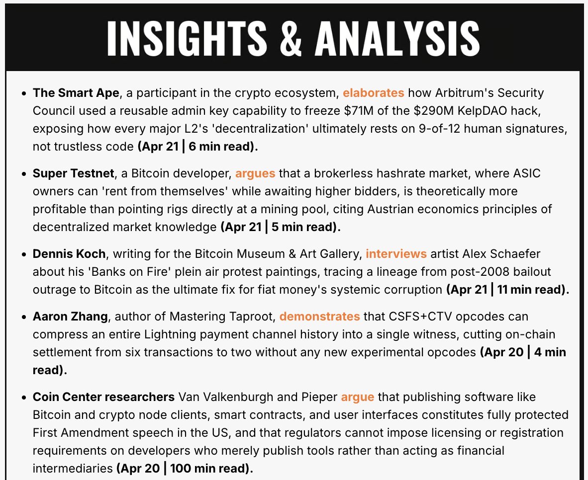 BTCBreakdown's tweet image. Issue #528 of Your Daily Bitcoin Breakdown newsletter is now live! Check out today’s top stories and a sneak peek at the latest Insights &amp;amp; Analysis section. Full issue available here: btcbnews.com/528 #BitcoinOnly
