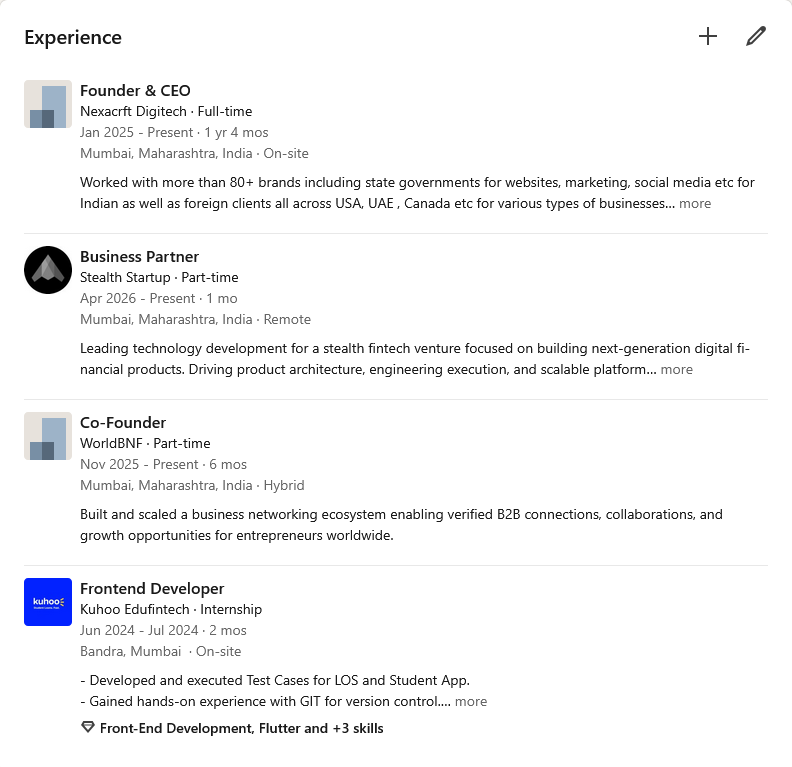 CodeWTensai's tweet photo. This much experience enough as a final year student? or do I need more of it? https://t.co/RU2zKRNENd