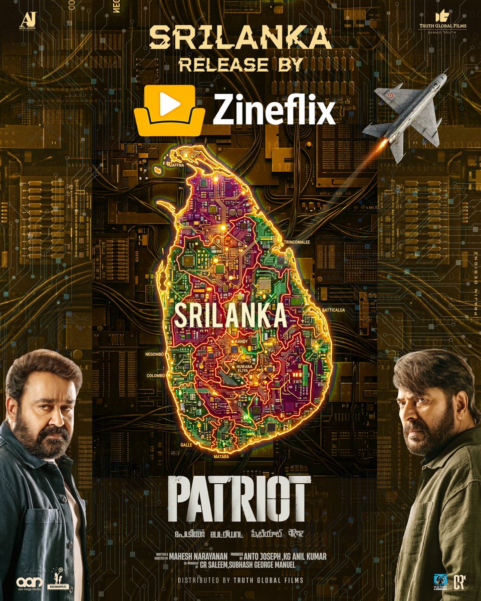 SamadTruth's tweet image. Brace yourselves for the ultimate big-screen spectacle. The Malayalam wave is heading to the shores of Sri Lanka 🇱🇰

Release by @Zineflix 

#PATRIOT In cinemas from May 1

#Mammootty #Mohanlal #MaheshNarayanan #TruthGlobalFilms #AntoJosephFilmCompany