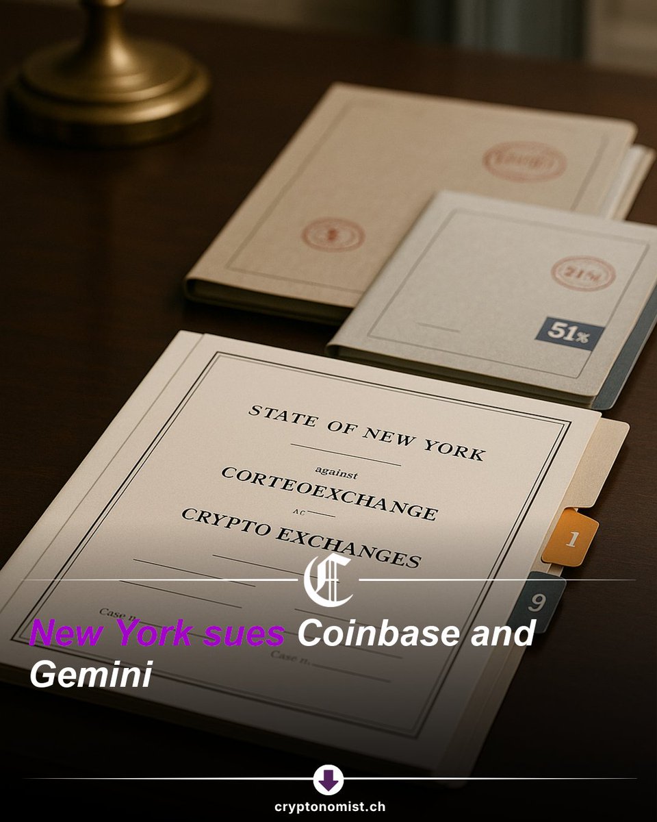 Cryptonomist_en's tweet image. New York is taking Coinbase and Gemini to court over prediction markets: the state says they are unlicensed gambling. If New York wins, crypto event contracts could face state licensing, tighter age rules and heavier compliance costs. #crypto #coinbase #gemini #predictionmarkets