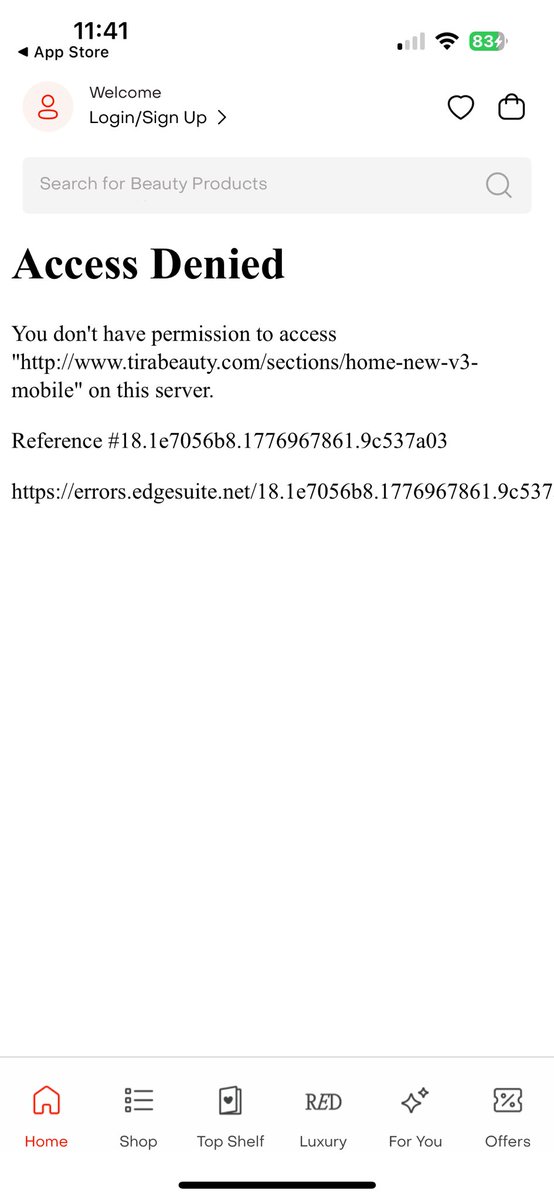 ZiaShariqa's tweet photo. @Tirabeautyoffi1 hello?? One minute I’m about to place an order and the next second I can’t access the app home page? https://t.co/P52HWA9YR0