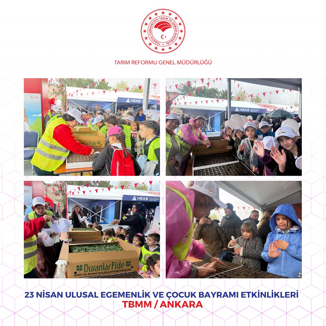 trgmresmi's tweet photo. 🇹🇷23 Nisan Ulusal Egemenlik ve Çocuk Bayramı’nın coşkusunu, Türkiye Büyük Millet Meclisi’nin kalbinde çocuklarımızla birlikte paylaşıyoruz! ✨

Tarım Reformu Genel Müdürlüğü olarak, Cumhuriyetimizin ve Meclisimizin 106'ncı kuruluş yıl dönümünde geleceğimizin teminatı olan çocuklarımıza yeşil bir dünya mirası bırakmak için yerimizi aldık. 🌳🌍 Bayram heyecanını toprakla buluşturduğumuz bu anlamlı etkinlikte; minik ellerle fide ve fidan dikimi gerçekleştirirken, umut dolu yarınlar için tohum ekimi yaptık. 🌱👦👧

Gazi Mustafa Kemal Atatürk’ün dünya çocuklarına armağan ettiği bu eşsiz günde, çocuklarımızın gözlerindeki ışıltı ve toprağa dokunan neşesiyle bayramımızı kutladık. 

Tarım Reformu Genel Müdürlüğü olarak, üretmeye ve büyütmeye devam ediyoruz! 🚜
Yerli tohumlarımızı çocuklarımızla birlikte ekerek, tarımsal mirasımızı yeni nesillere emanet ediyoruz. 🌾 

Çünkü biliyoruz ki bugünün fidanları, yarının ormanları; bugünün çocukları, yarının güçlü Türkiye’sidir! 🇹🇷☀️

@TCTarim