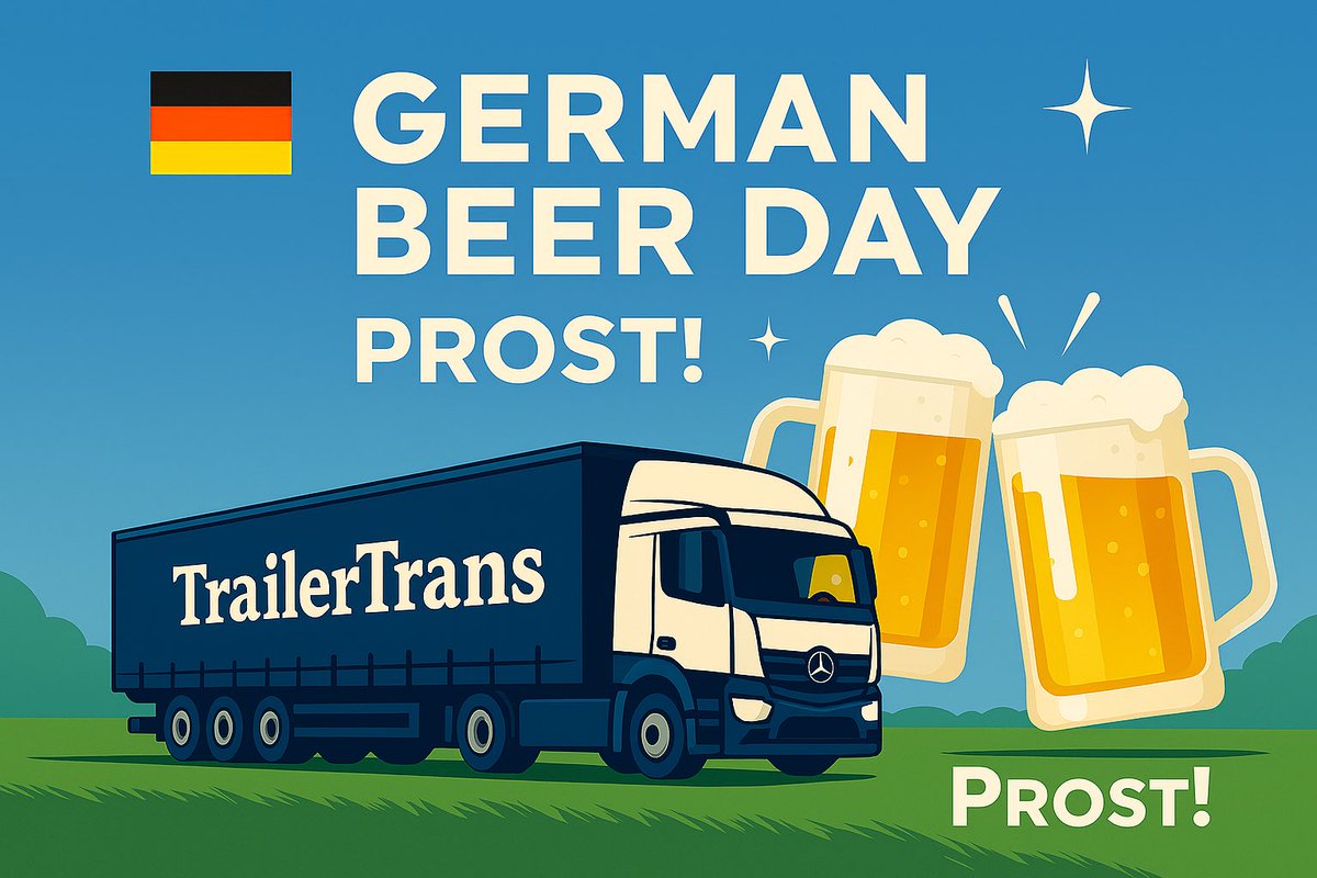 TrailerTrans's tweet image. Did you know?🍺 
Germany has over 1,500 breweries, producing thousands of different beers nationwide. 
A small nod to German Beer Day — while UK ↔ Northern Germany freight keeps moving as normal. 
Prost! 🍻 
#GermanBeerDay #Logistics #Transport