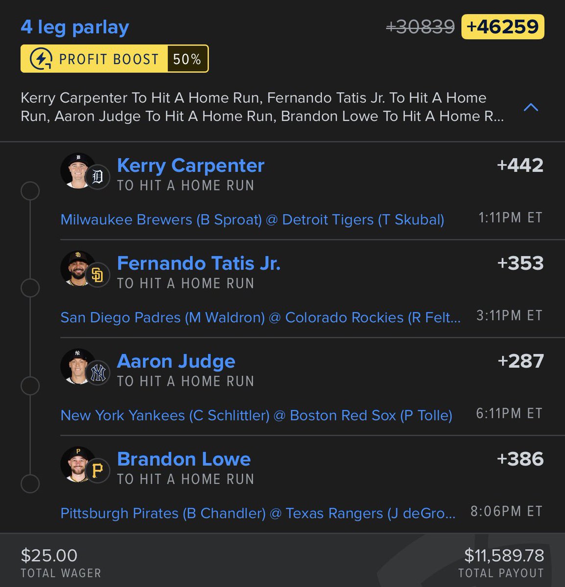 ⚾️ $11,000 DINGER THURSDAY ⚾️

4 Swings ➡️ $11,000

Anything is Possible (see QT)

❤️ if tailing!!