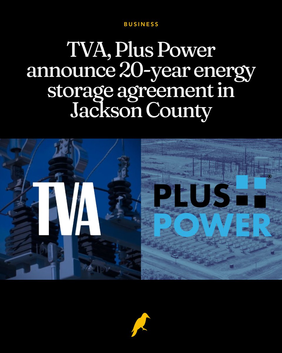 yhn's tweet photo. The Tennessee Valley Authority (TVA) has entered into a long-term agreement with Plus Power to develop a large-scale battery energy storage project in Jackson County, a move aimed at strengthening grid reliability and supporting continued economic growth across North Alabama.

The 20-year energy storage agreement will add a 200-megawatt / 800-megawatt-hour battery system through the Crawfish Creek Energy Storage project. TVA selected the project through a competitive request for proposals issued in early 2025 to secure new capacity resources for the Tennessee Valley.

The standalone system will be developed and owned by Plus Power, while @TVAnews will manage charging and dispatching the stored energy based on system needs.

Read full story: https://t.co/TtcUvI0UKa

#Alabama #Business #TVA #PlusPower #JacksonCounty
