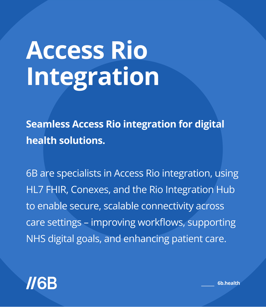 6b_digital's tweet image. Struggling with Access Rio EPR integration?

We help NHS &amp;amp; health tech teams connect securely using HL7 FHIR &amp;amp; Integration Hub—faster, scalable, compliant 👉 6b.health/services/inter….

#NHS #FHIR #HealthTech