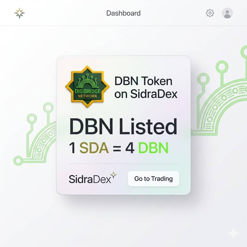 globaldbnetwork's tweet image. Simple. Clear. Powerful.
DBN Token is now listed on SidraDex.
💰 1 SDA = 4 DBN
Start trading today.
#DBN #Fintech #CryptoMarket #SidraChain