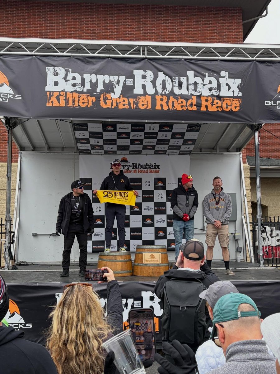 HeroesFndtn's tweet image. #TeamHeroes took on the mud – and the podium – at @BarryRoubaix1 this past weekend! The world's largest gravel race brought over 5,000 riders and some seriously gritty conditions, but that's nothing new for our crew – they follow the mud wherever it leads. 
#beatcancer