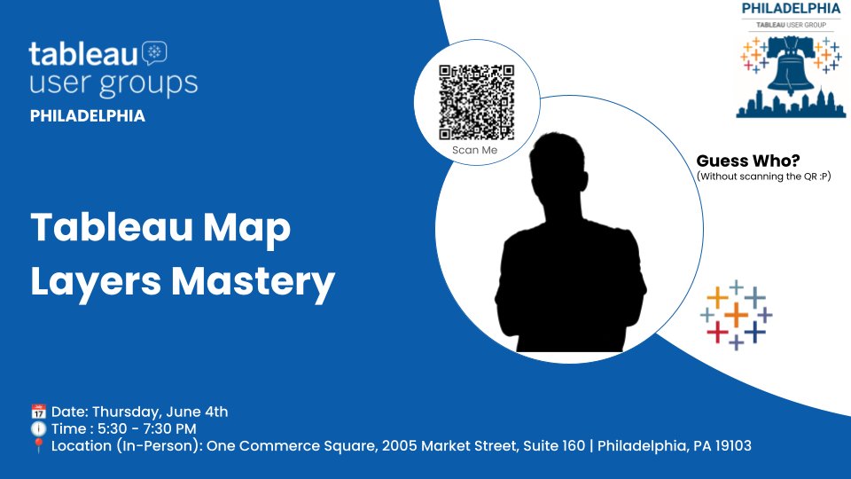 PhiladelphiaTUG's tweet image. 🚨Philly, get ready… June is bringing something big!

Tableau Map Layers Mastery is coming to PhillyTUG

Can you guess the speaker without scanning the QR? 👀 

Limited seats, grab yours now!

@tableau @salesforce

#PhillyTUG #Tableau #DataViz #DataFam