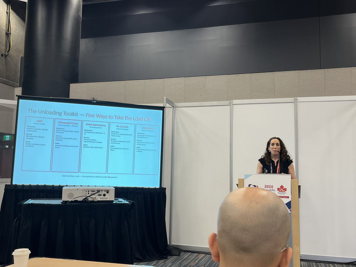 ShyamsA2's tweet photo. GREAT session on VA‑ECMO decision-making in cardiogenic shock! @SCAI #SCAIFIT #SCAI2026 @Allison_Dupont https://t.co/ZL6hF3t0MM