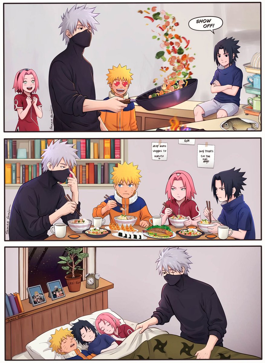 Sleepover at Kakashi Sensei's place ❤️
#NARUTO