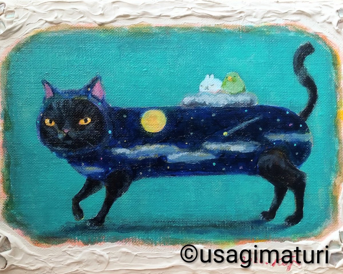ちょっとだけ長い夜🌃 A slightly long night canvas mixedmedia sm