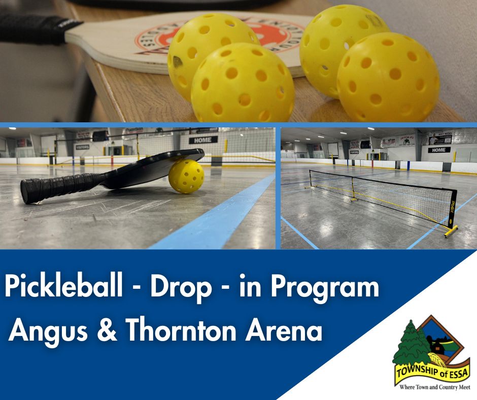 essatownship's tweet photo. Pickleball (Angus &amp; Thornton):

Join us for Pickleball and enjoy some fun, friendly competition!

Drop-in Prices (Cash Only): Ages 5–17: $3 | Ages 18–64: $5 | Ages 65+: $4

Check the Drop-in Schedule here: https://t.co/CaZW6AUGFw https://t.co/qoPRQDGGXe
