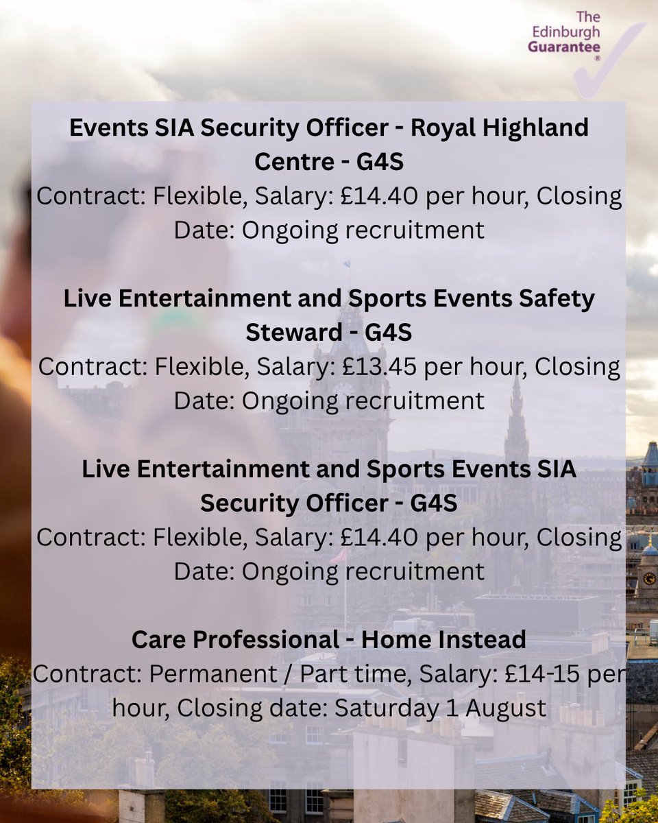 edinguarantee's tweet image. Read our 📸snapshot📸 of some brand new jobs that have been added to our jobs board! 

For more information, visit:

edinburghguarantee.org/jobs-boards

#EdinburghGuarantee #JobOpportunities #EdinburghJobs