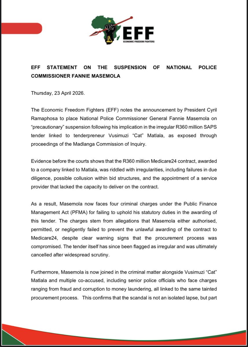 Economic Freedom Fighters tweet media