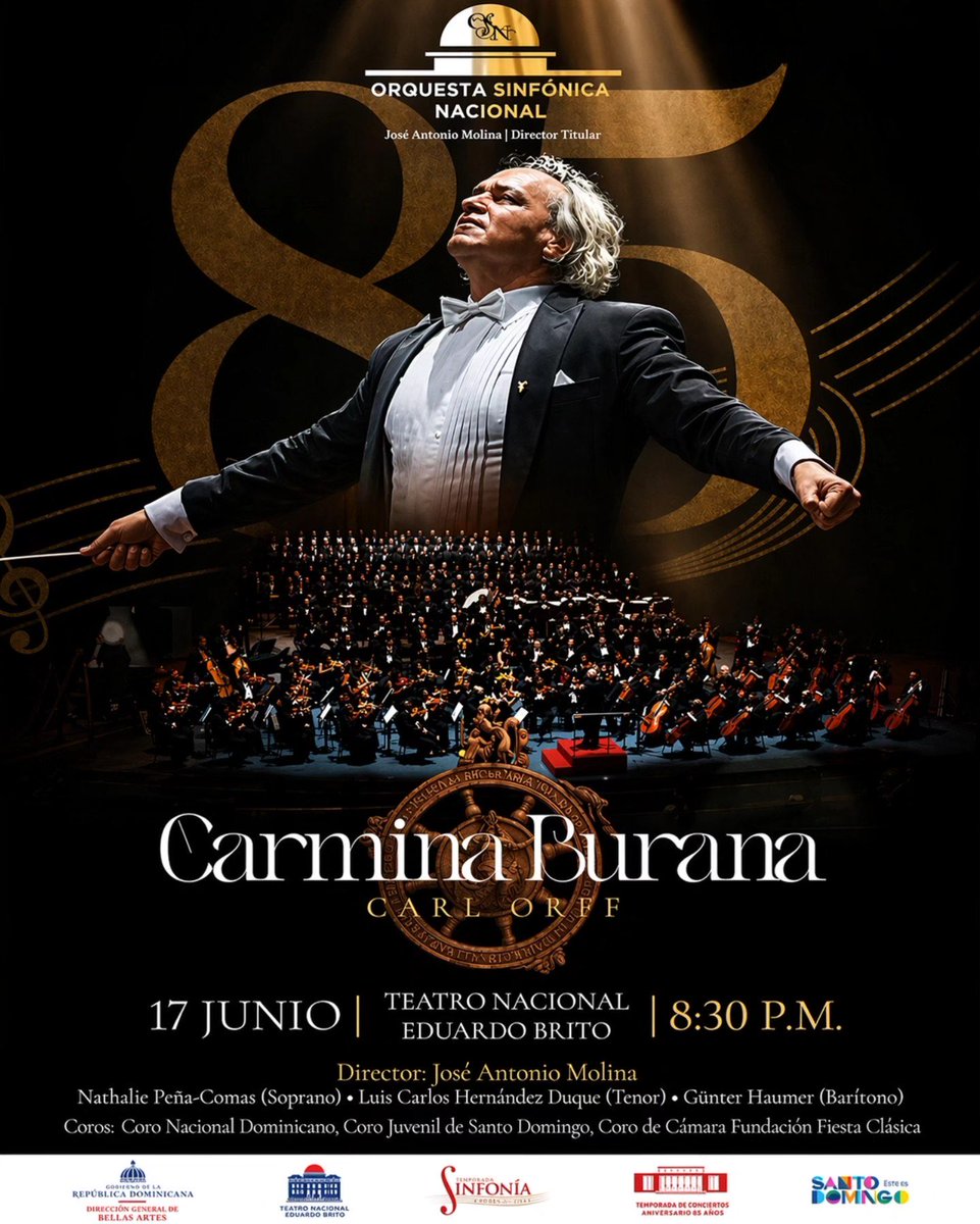 penacomasoprano's tweet photo. CARMINA BURANA - 17.06.2026 - Teatro Nacional Eduardo Brito - Orquesta Sinfónica Nacional Dominicana - Boletas: https://t.co/28IsHc9uCW https://t.co/jXarn2dgjY