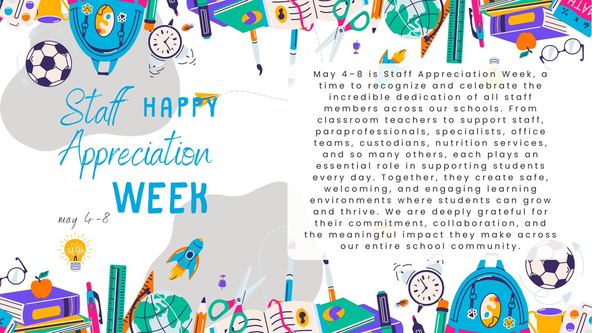 ahsd25's tweet photo. May 4–8 is Staff Appreciation Week, a time to recognize and celebrate the incredible dedication of all staff members across our schools.

#d25Celebrates https://t.co/vRqkCTPo8K