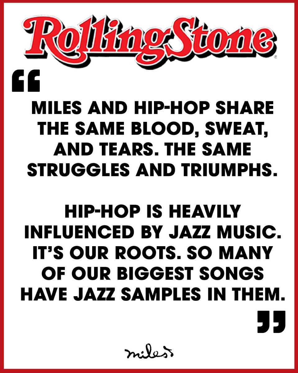 milesdavis's tweet photo. Miles and hip-hop share the same blood.”

To mark Miles' 100th birthday, Miles: The Autobiography returns in a new Centennial Edition from @simonschuster.

@Nas traces the roots of hip-hop back to Miles Davis—his innovation, his boldness, his refusal to follow rules. https://t.co/oFziQE3Cgn