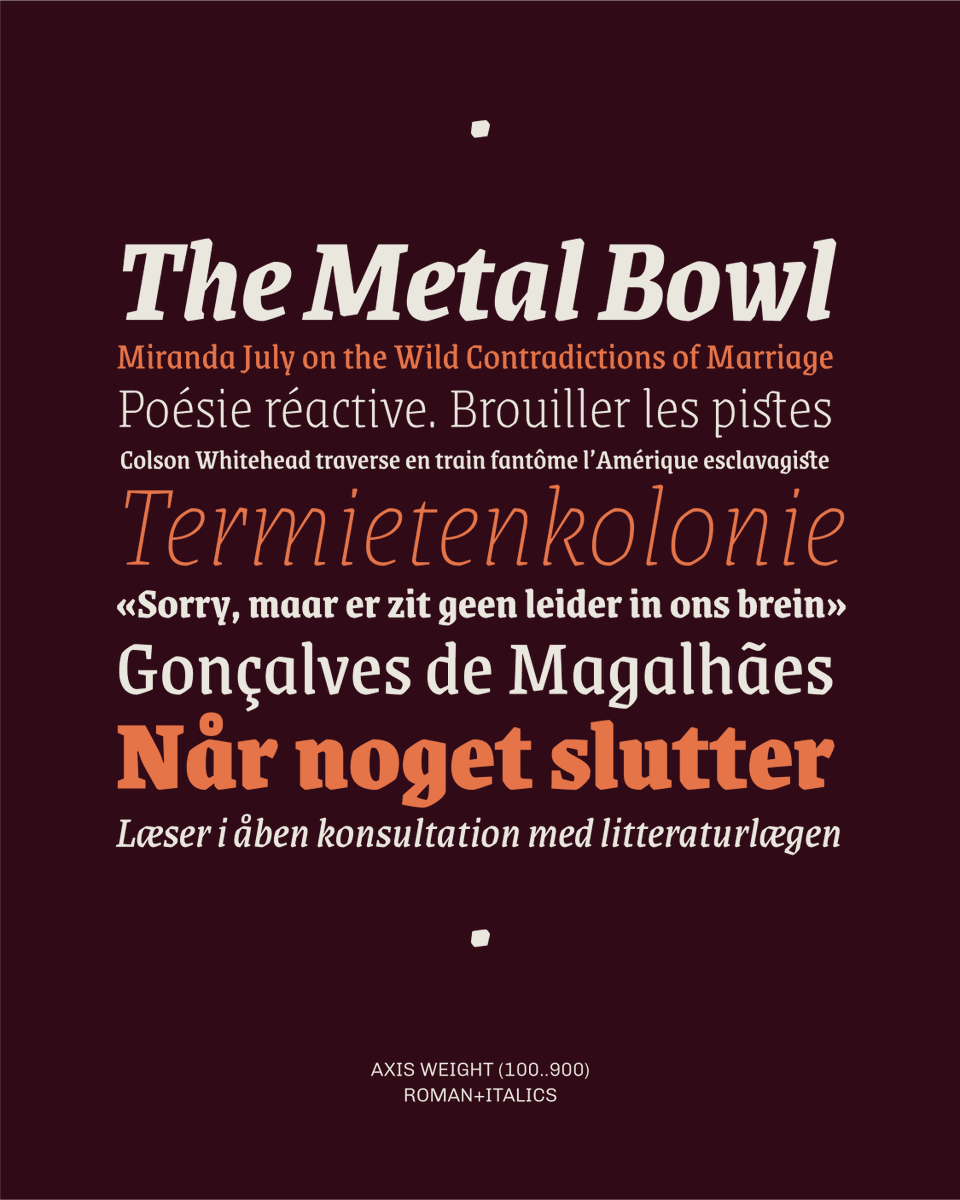 OmnibusType's tweet photo. Updated! Grenze is a typeface designed by Renata Polastri inspired by Roman and Gothic styles. Now available in VF format (axis weight 100..900 both Roman and Italic) Try, use online or download from: https://t.co/MmfH0XGpJp https://t.co/qg9gtGvTKX
