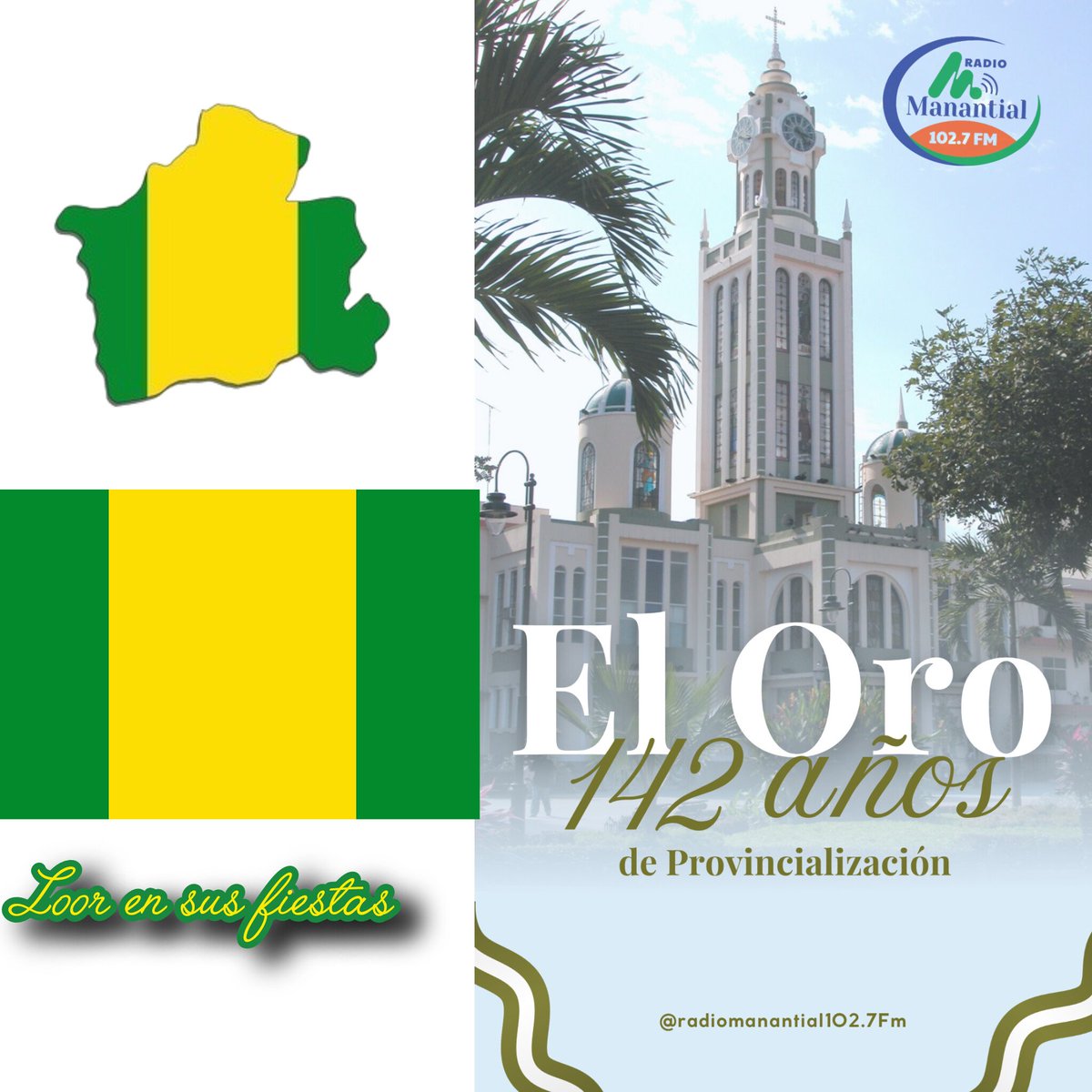 _RadioManantial's tweet photo. #Aniversario #ElOro
LOOR A LA PROVINCIA DE EL ORO
142 años de provincialización. 
#ManantialFM 102.7 https://t.co/hN4G00mTkV