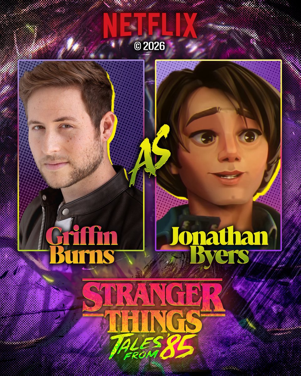 TheGriffinBurns's tweet image. Catch me as the voice of Jonathan Byers in Stranger Things: Tales From ‘85!!!  Now streaming on Netflix 📣