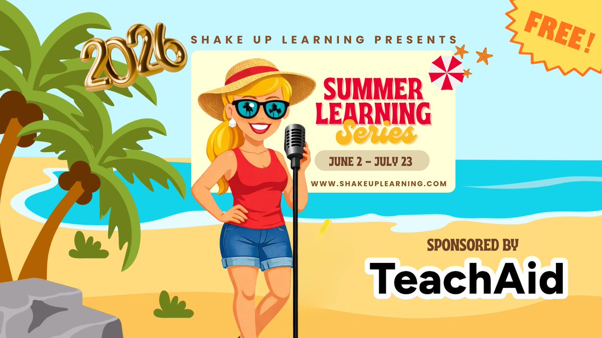 ShakeUpLearning's tweet image. 🌴 FREE Summer Learning Series for Teachers!
👩‍💻 Flexible learning from your patio or anywhere else!
🦾 Learn AI tools, Google, and so much more!
shakeuplearning.com/blog/summer-le… #teacherPD #edtech #edchat #k12 #teacherlife #aiineducation #googleedu #TCEA #ISTE #FETC