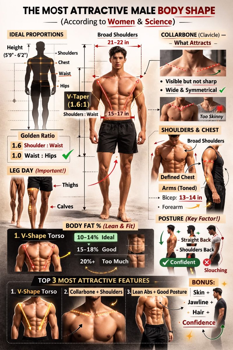 DailyFitHQ's tweet image. The ideal male physique explained