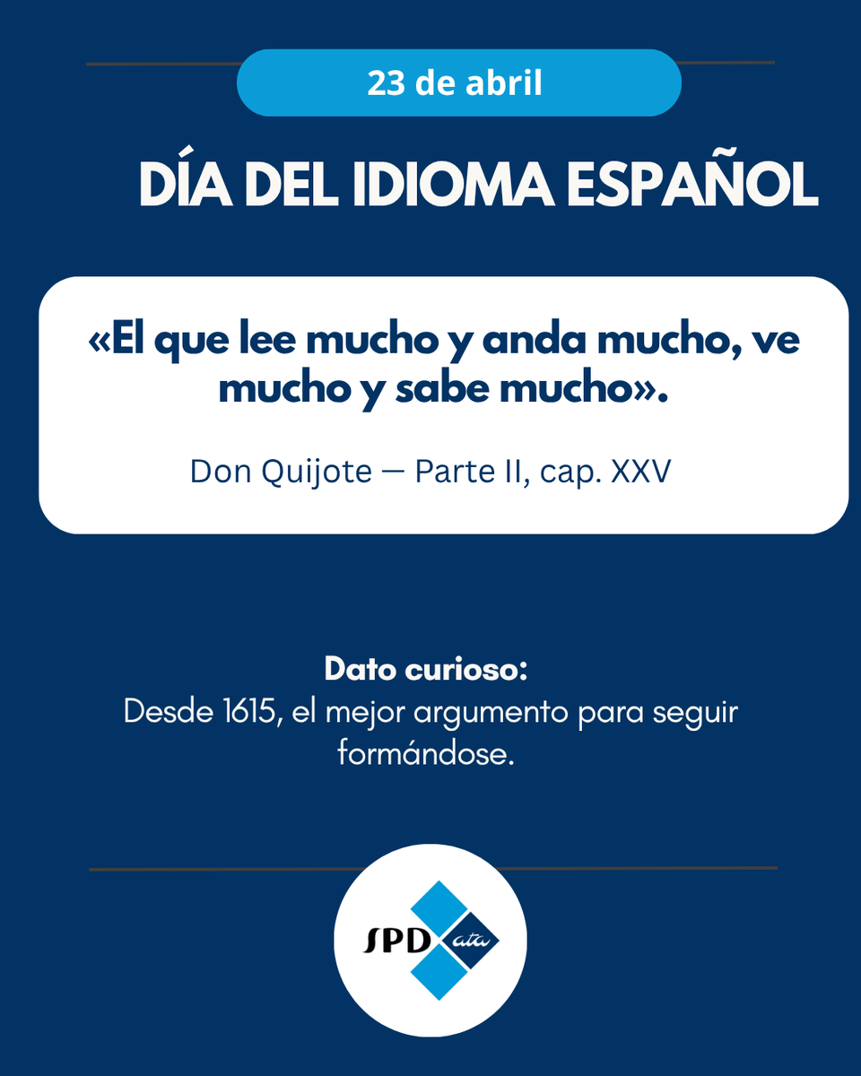ATASpanishDiv's tweet photo. Hoy, como siempre, les deseamos que nunca se acabe ese deseo de saber y de formarnos en los idiomas que amamos y con los que trabajamos.

#Traducción #Lenguas #DiaDelEspañol2026 #DiaDelEspañol #DíaDelLibro #Cervantes #Shakespeare #ATA https://t.co/fhrZ5jaGxr