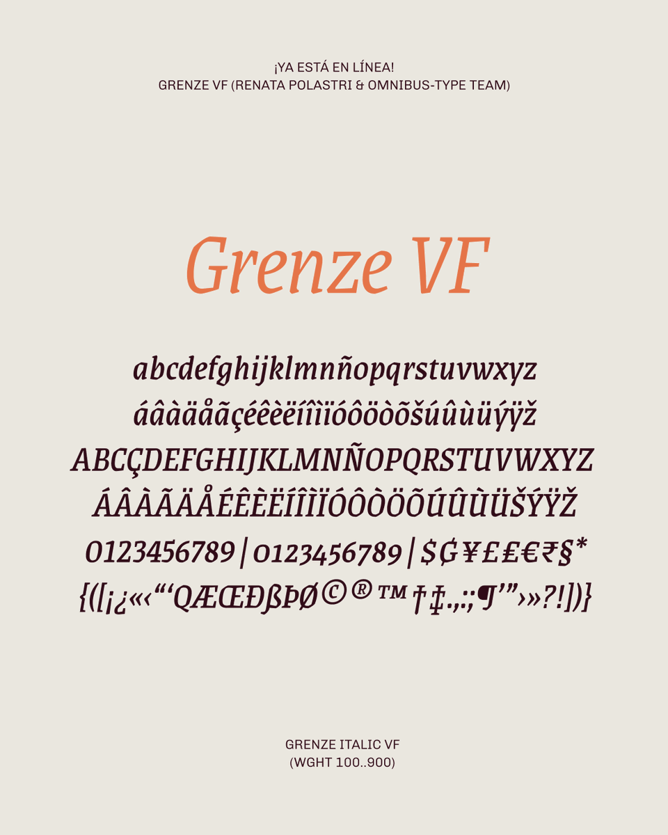 OmnibusType's tweet photo. Grenze is a large text family inspirated from Roman and Blackletter typefaces. It was originally designed to be used in magazines. Fully compatible with Grenze Gotisch: https://t.co/JBD1cd9B2G https://t.co/FuBTjP3tnh