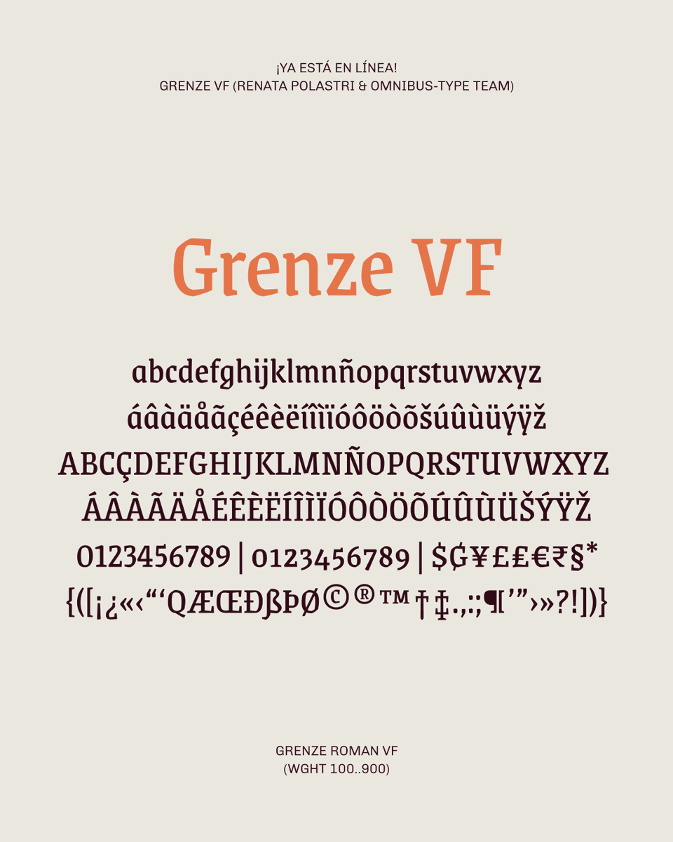 OmnibusType's tweet photo. Grenze is a large text family inspirated from Roman and Blackletter typefaces. It was originally designed to be used in magazines. Fully compatible with Grenze Gotisch: https://t.co/JBD1cd9B2G https://t.co/FuBTjP3tnh