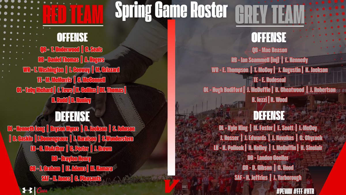 UVAWiseCavsFB's tweet image. Rosters set‼️
Red vs Grey⚔️
Let’s work. 🏈

Who do you have winning? 👀⬇️

#PEWAV #FFF #HTR