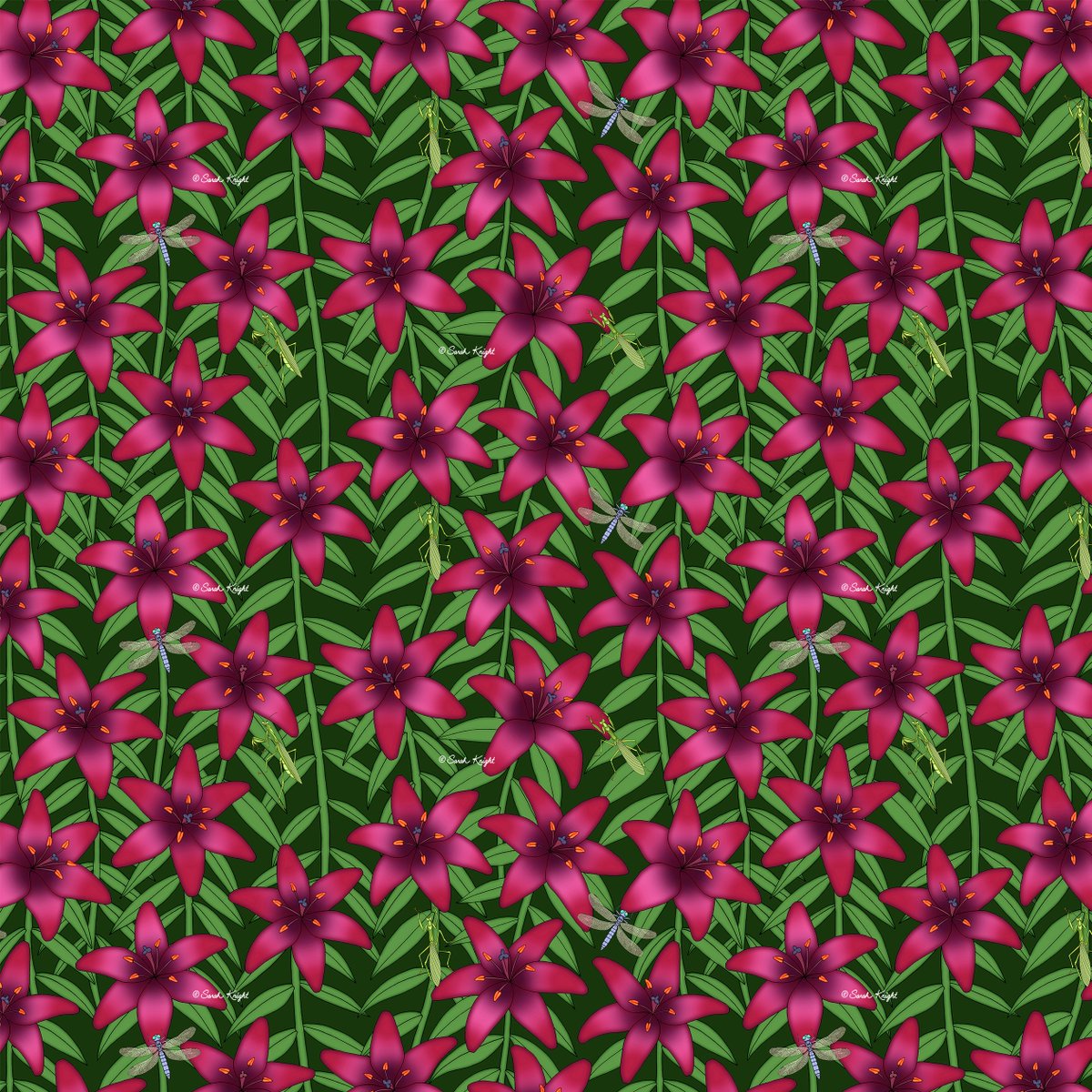 SunshineSight's tweet image. Please vote for my entry in the #Spoonflower Hothouse Florals Challenge:
spoonflower.com/design-challen…

Voting is open until 3pm on 5 May 2025.

my entry: lilies praying mantises &amp;amp; dragonflies
You don’t need an account to vote, but it requires a captcha.