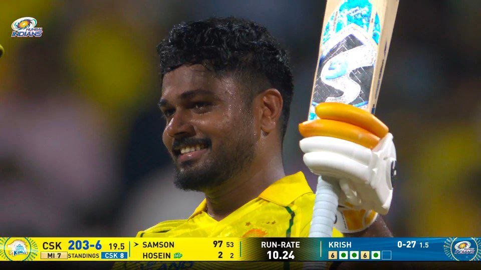 Sanju Samson is making up for all those missed 💯 in the T20WC
2nd T20 💯 in #IPL2026
#CSKvsMI