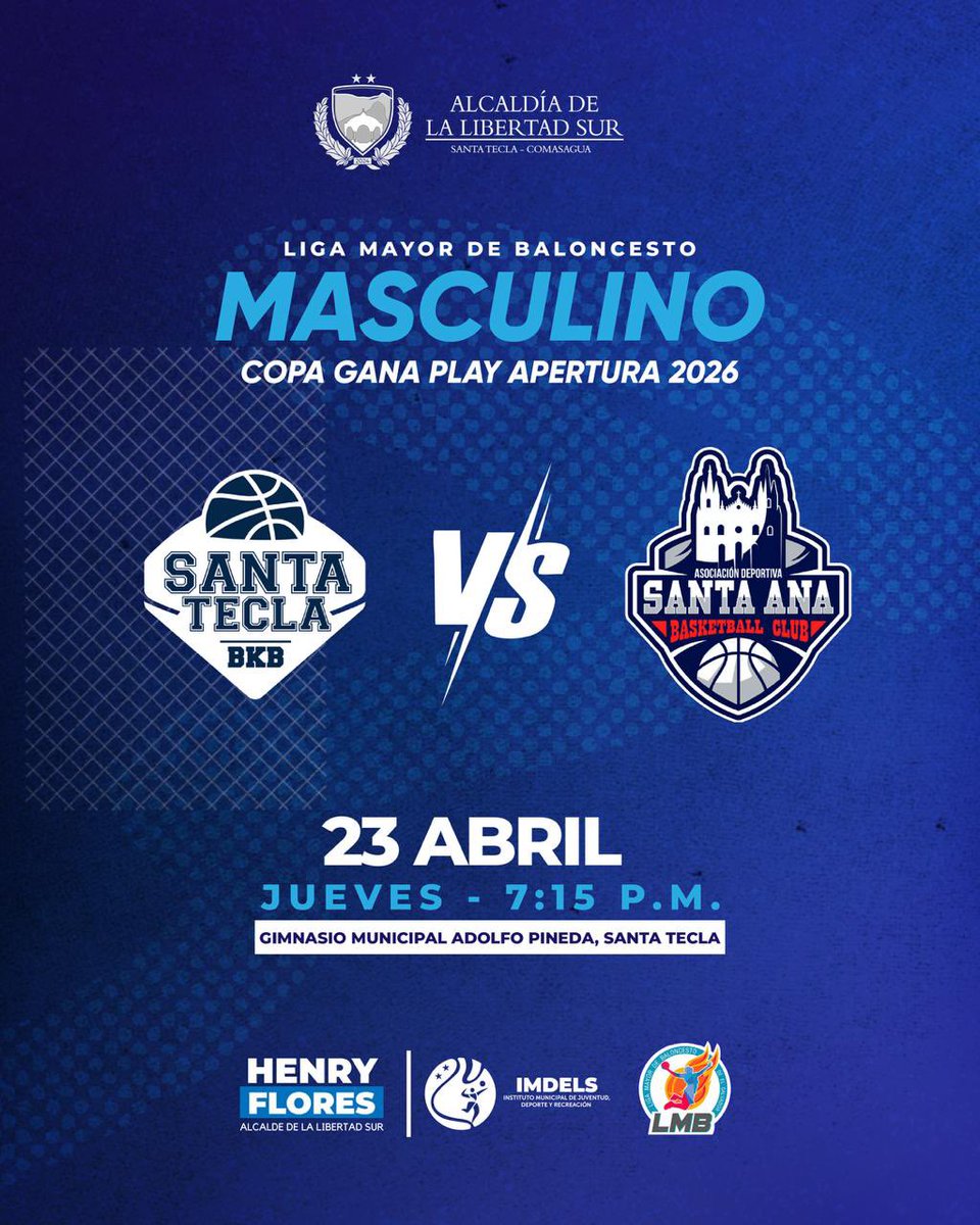 ¡DÍA DE JUEGO EN CASA!💪🏻🏀

HOY recibimos a Santa Ana Basketball y buscaremos la victoria de local.🔥

📍Gimnasio Municipal Adolfo Pineda.
🕖 7:15 p.m.

⚪️¡VAMOS TECLA!🔵