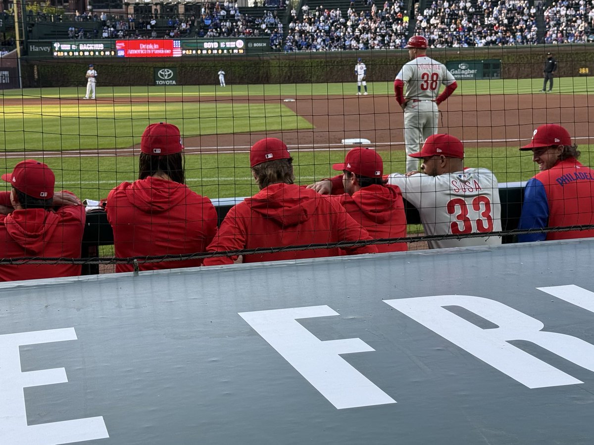 Was hoping to bring you guys luck last night. Keep grinding! See you all in Milwaukee! You got this! 
👍🏻👍🏻  ~Joe
<a href="/kschwarb12/">Kyle Schwarber</a> <a href="/bryceharper3/">Bryce Harper</a> <a href="/MunditoSosa/">Edmundo Sosa</a> <a href="/JTRealmuto/">Jacob Realmuto</a> <a href="/bryson_stott10/">Bryson Stott</a> <a href="/brandon_marsh22/">Brandon Marsh</a> <a href="/treavturner/">Trea Turner</a> <a href="/Phillies/">Philadelphia Phillies</a>