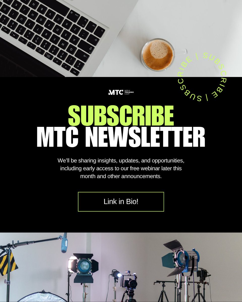 MediaTrainCamp's tweet photo. If you want to stay connected and be first to hear what’s coming next with Media Training Camp, you can sign up for our newsletter using the link in bio!

#MediaTrainingCamp #MTC https://t.co/wBqw7CgcMA
